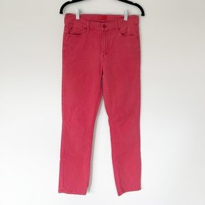 MOTHER Denim Mid Rise Dazzler Ankle Jeans in Fruit Punch Faded Red Size 28